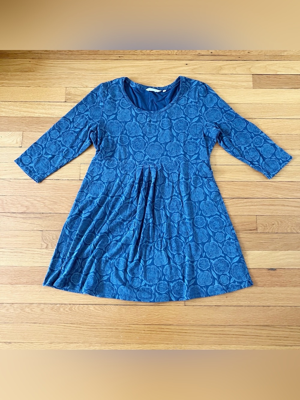 Seasalt Cornwall Blue Bamboo Stretch Floral Coastal Grandma Scoop Tunic 14 42 10